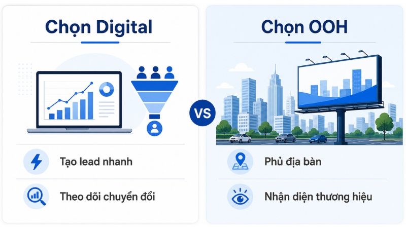 Chọn Digital hay OOH theo từng mục ti&ecirc;u quảng c&aacute;o