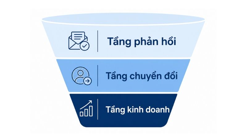 Theo d&otilde;i c&aacute;c chỉ số KPI Direct Marketing theo c&aacute;c tầng ri&ecirc;ng biệt