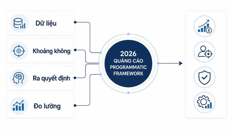 Programmatic Advertising 2026 gồm data inventory, decisioning v&agrave; measurement