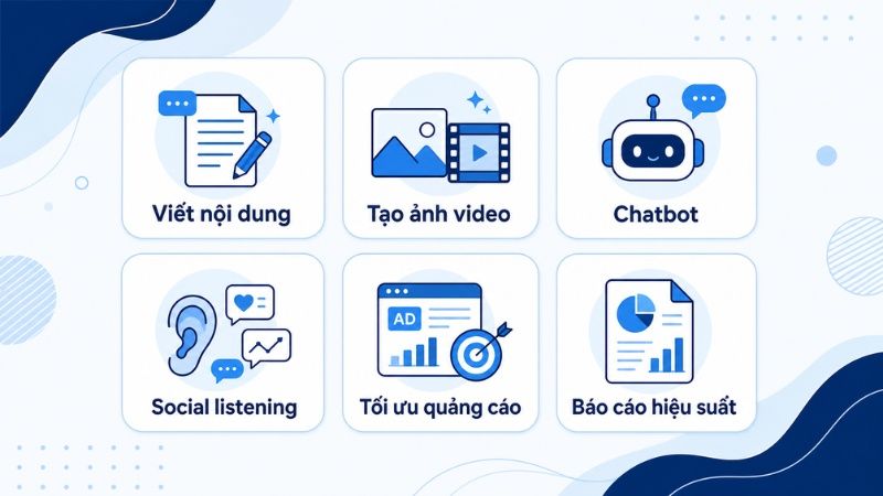 6 nh&oacute;m ứng dụng AI phổ biến nhất trong quản trị Social Media