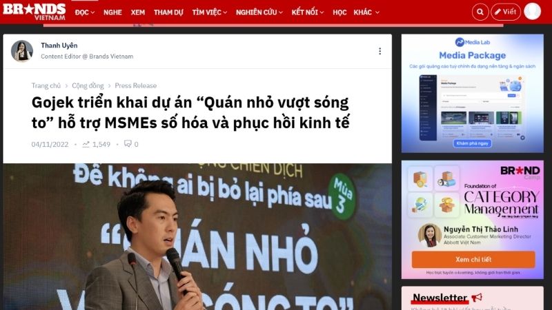 Bài PR của Gojek trên Brand Vietnam