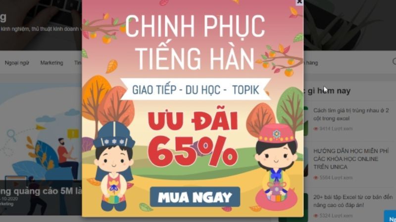 Pop-up kêu gọi hành động