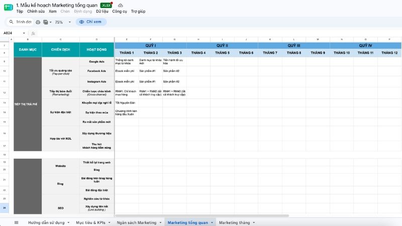 V&iacute; dụ template marketing tổng quan