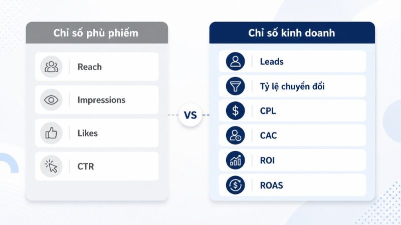 Phân biệt vanity metrics và business metrics trong đo lường hiệu quả chiến dịch marketing