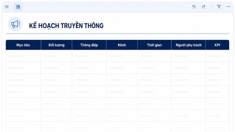 Mẫu kế hoạch truyền th&ocirc;ng đơn giản cho doanh nghiệp