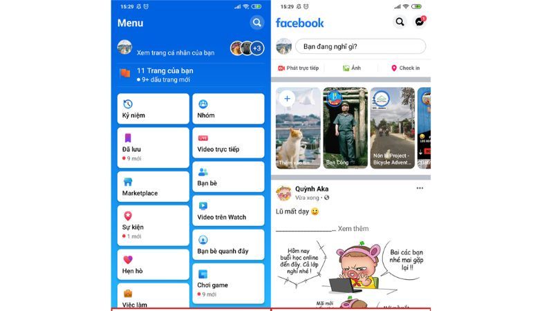 Bạn có thể dễ dàng làm quen một số tính năng chính trong giao diện Facebook trên điện thoại một cách dễ dàng