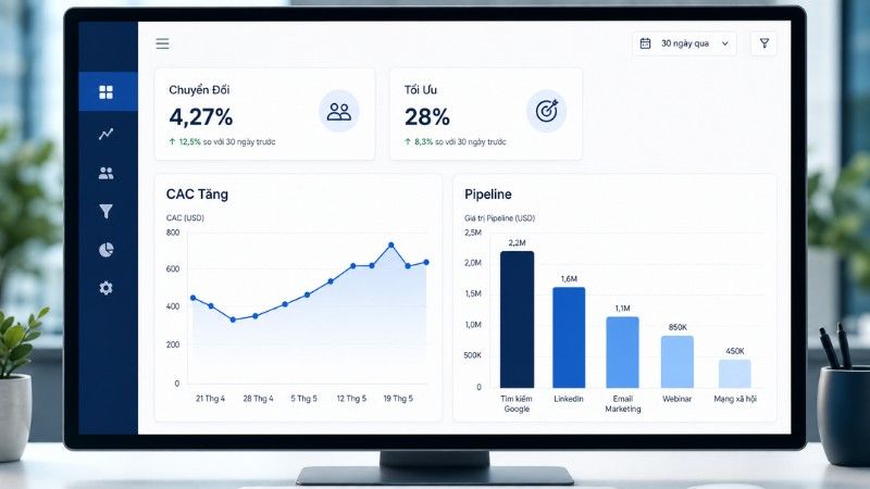 Dashboard marketing ROI và CAC