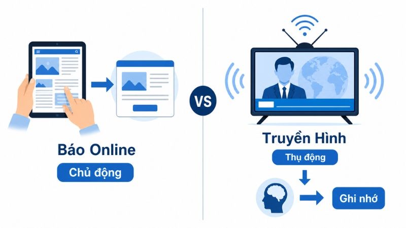 So s&aacute;nh booking b&aacute;o online v&agrave; booking truyền h&igrave;nh theo h&agrave;nh vi tiếp nhận