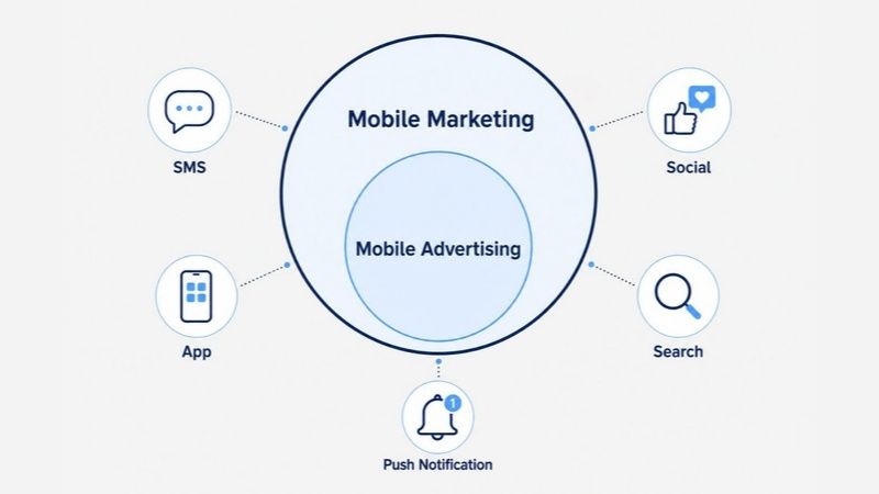 Mobile Advertising l&agrave; một nh&aacute;nh thuộc Mobile Marketing