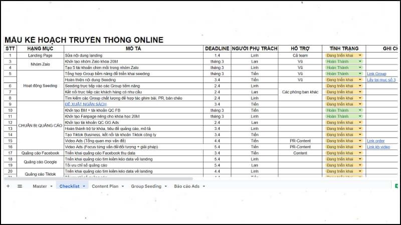 Mẫu kế hoạch truyền thông online