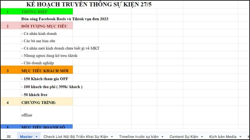 Mẫu kế hoạch truyền thông sự kiện