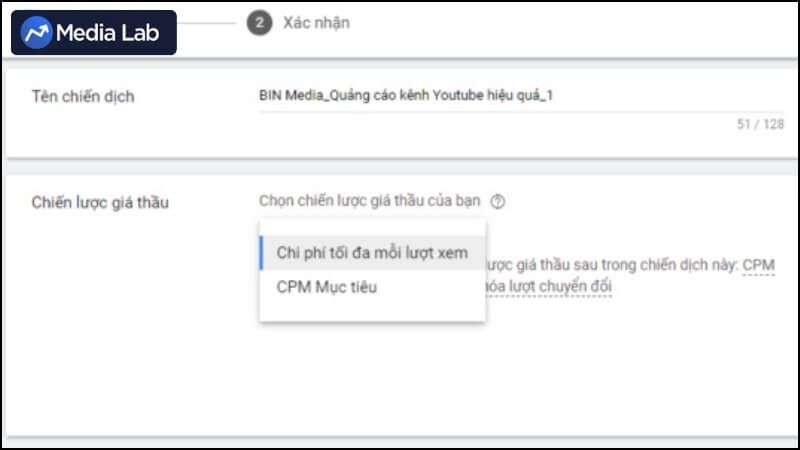 Cài đặt chi phí cho mỗi chiến dịch quảng cáo