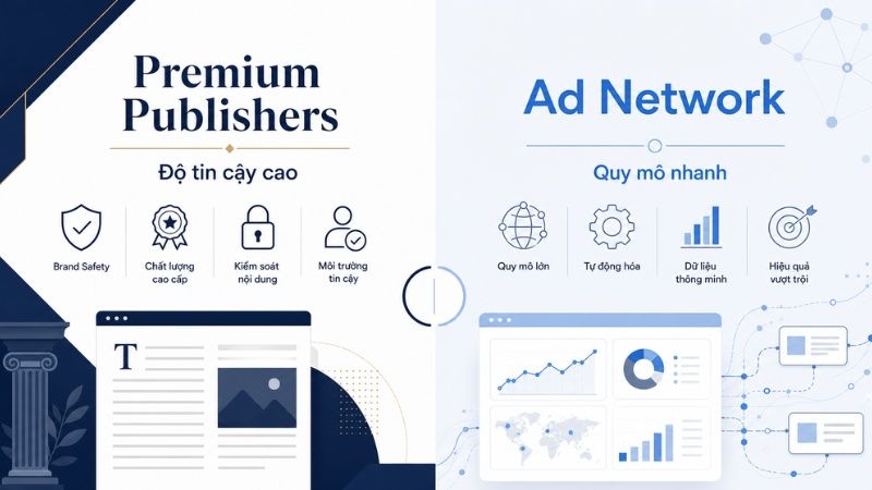So sánh premium publishers với ad network